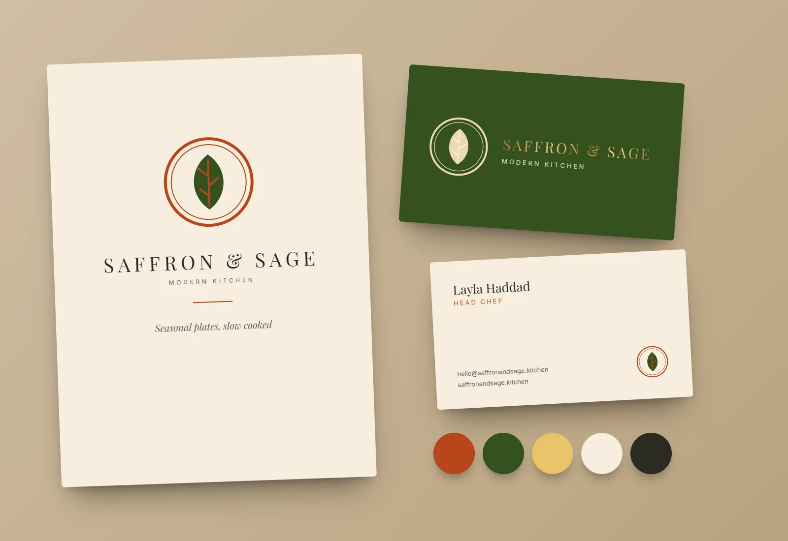 Saffron and Sage restaurant brand identity concept by DevSolvices